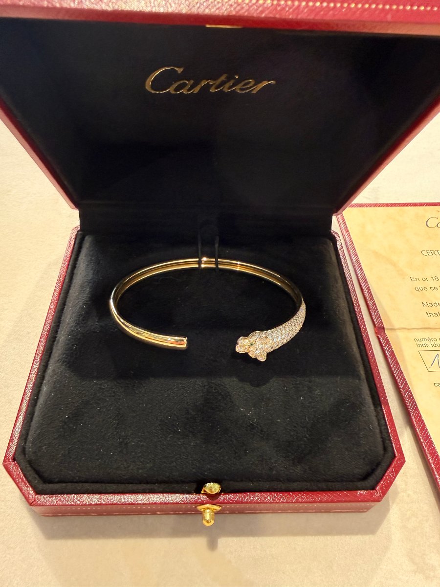 Bracelet Cartier Panthère de Cartier Petit Modèle Half-Pavé en Or Jaune 18 Carats avec Diamants