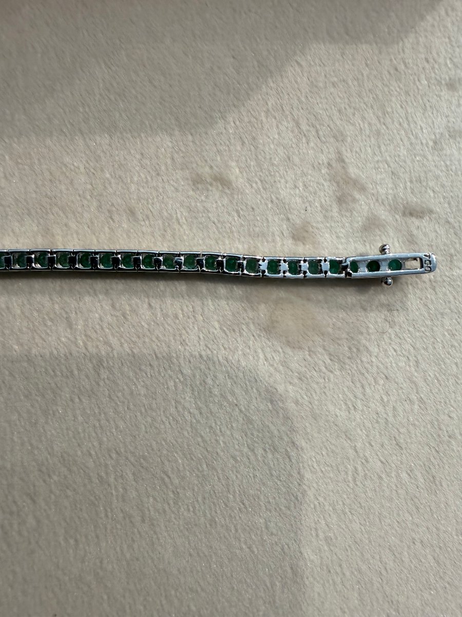 Bracelet rivière Made in Italy en or blanc 18 carats serti d’émeraudes naturelles-photo-1