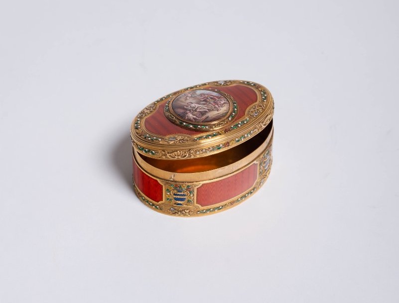 Importante tabatière française en or polychrome et émaux – XIXᵉ siècle-photo-1