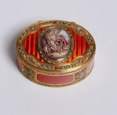 Importante tabatière française en or polychrome et émaux – XIXᵉ siècle
