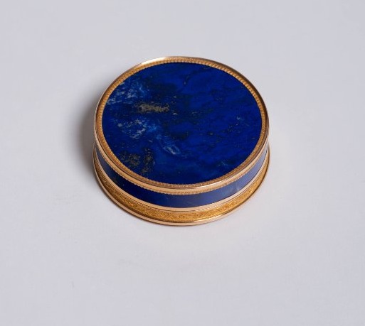 Boîte ronde française en or 18 carats et lapis-lazuli-photo-2
