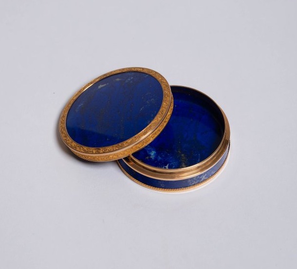 Boîte ronde française en or 18 carats et lapis-lazuli-photo-3