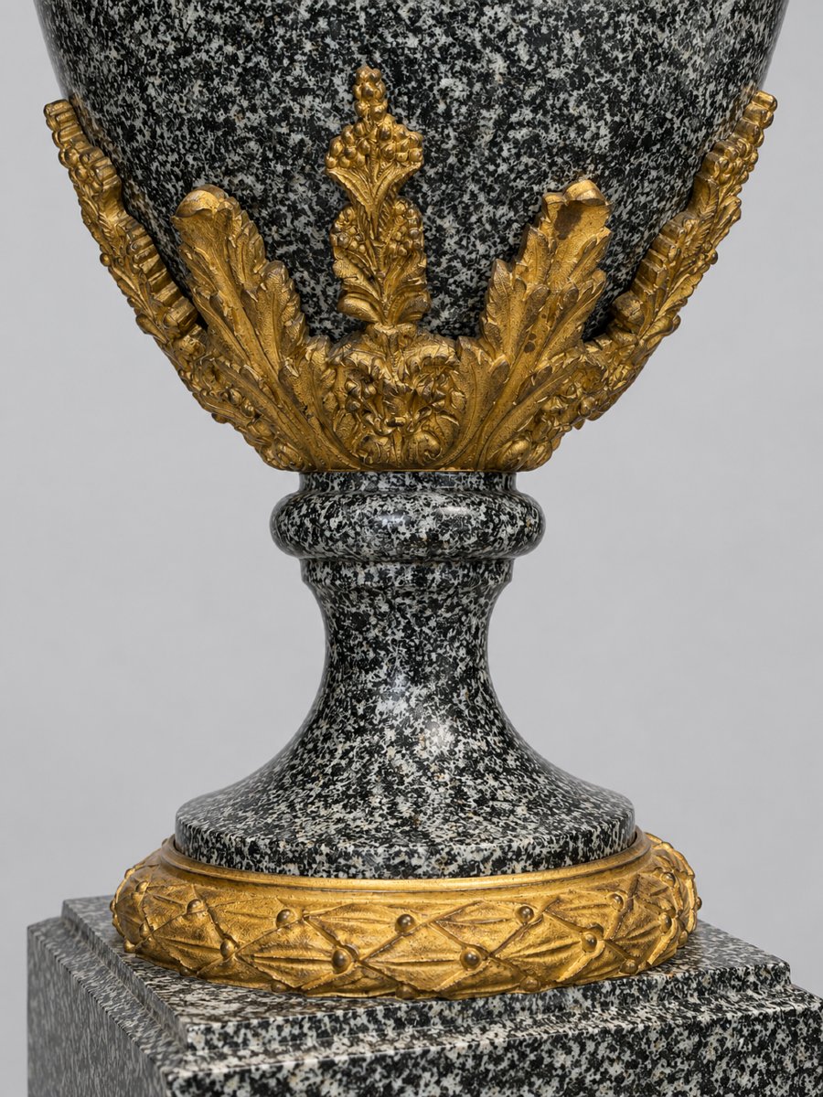 Paire de vases couverts en porphyre gris et bronzes dorés, attribués à Pierre-Philippe Thomire -photo-3