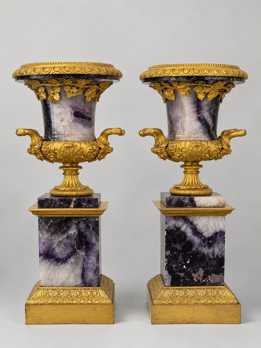Pair Of Blue John And Gilded Bronze Bowls, Attributed To Pierre-philippe Thomire