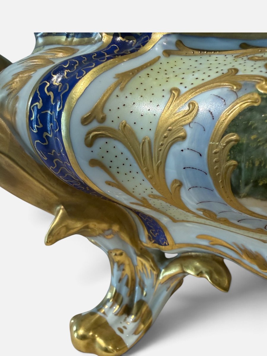 Soupière couverte avec son présentoir en porcelaine polychrome et dorée, Allemagne, fin du XIXe-photo-5