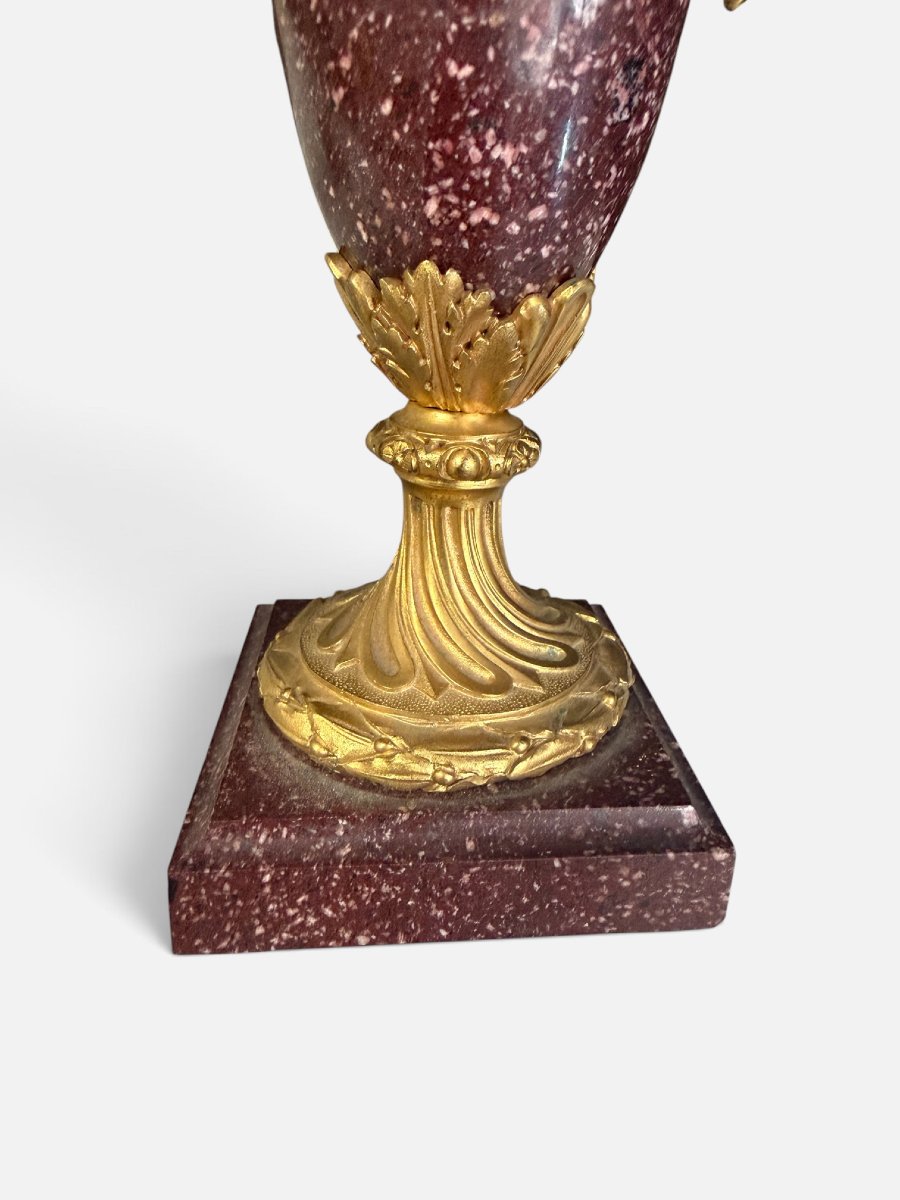 Paire de candélabres Empire en porphyre rouge et bronze doré, France, début du XIXe siècle-photo-2