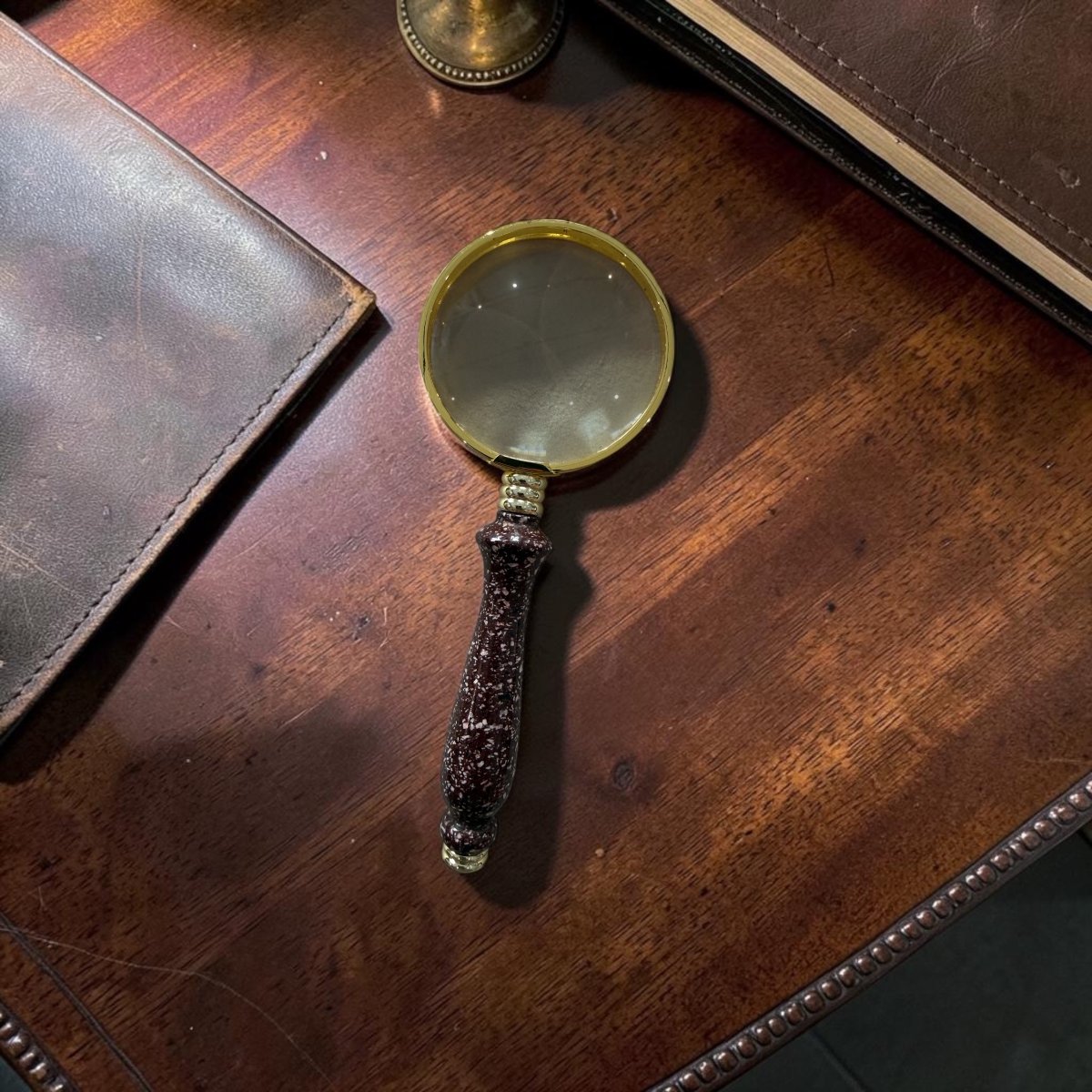Three Souvenirs From The Grand Tour: Two Polychrome Marble Paperweights And A Magnifying Glass-photo-4
