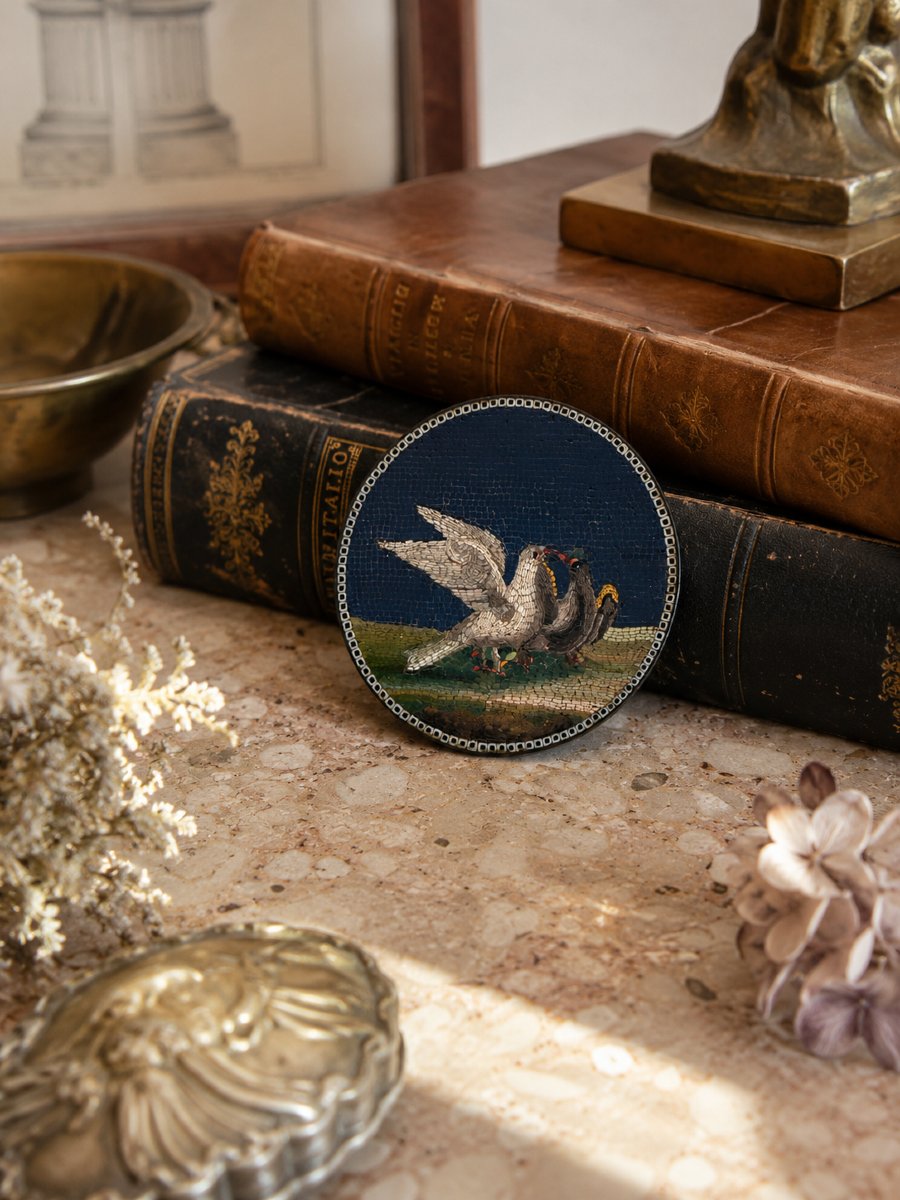 Roman Micromosaic Plaque From The School Of Giacomo Raffaelli-photo-2