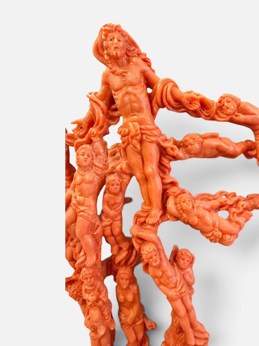Groupe sculpté en corail méditerranéen « Le Jugement dernier » – G. Ganeri-photo-4