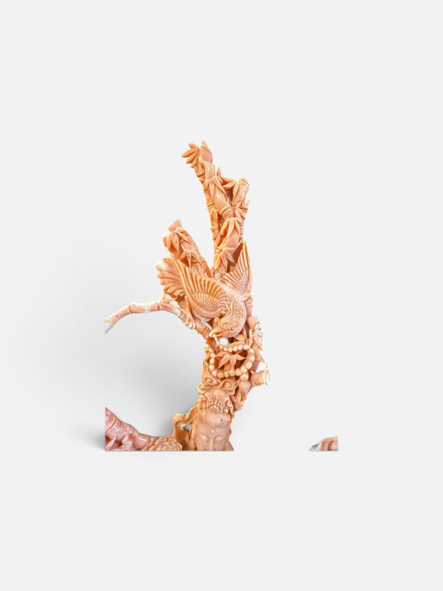 Important groupe sculpté oriental en corail cerasuolo-photo-2