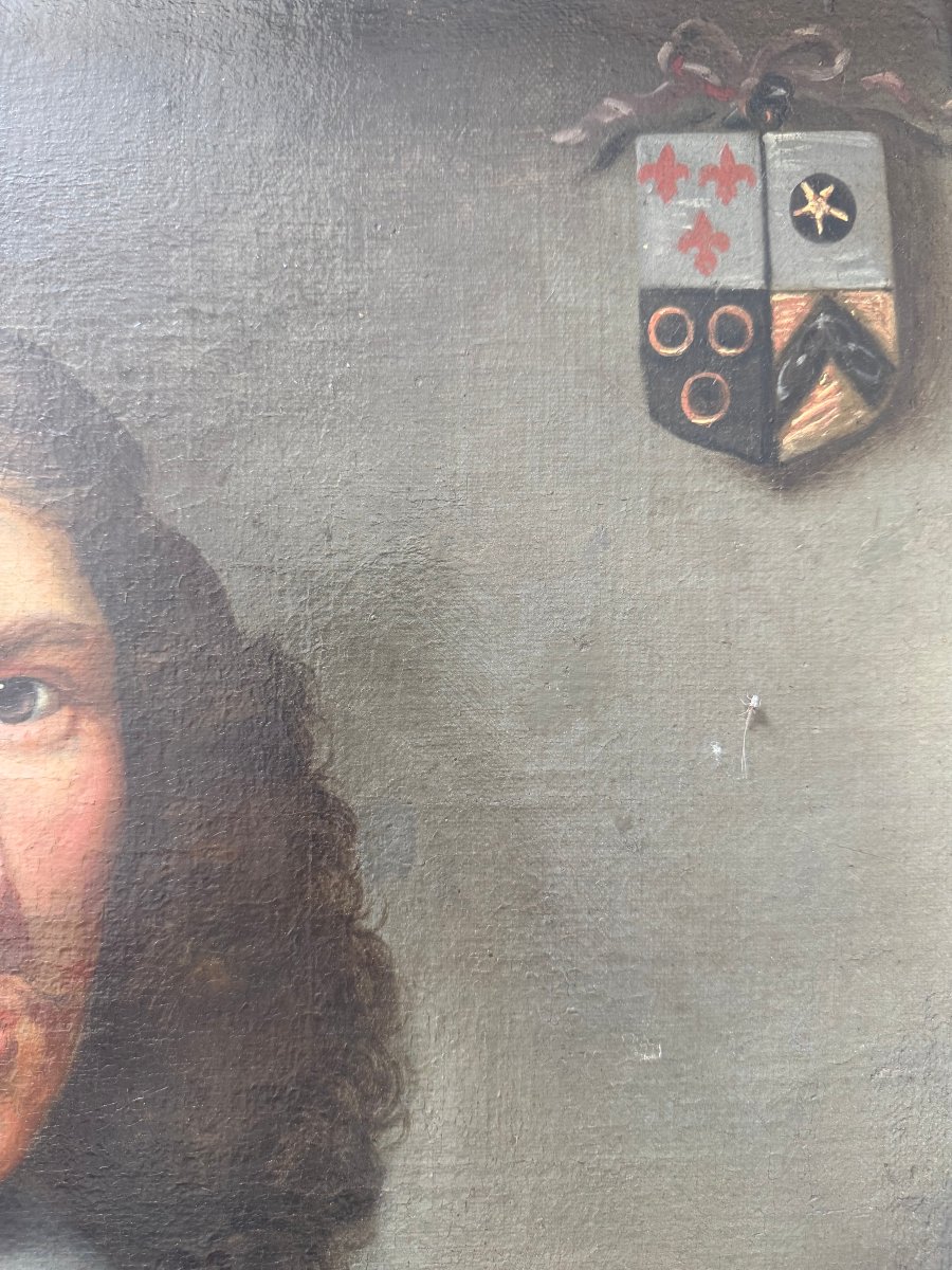 Important Portrait Of A Gentleman With A Noble Coat Of Arms-photo-4