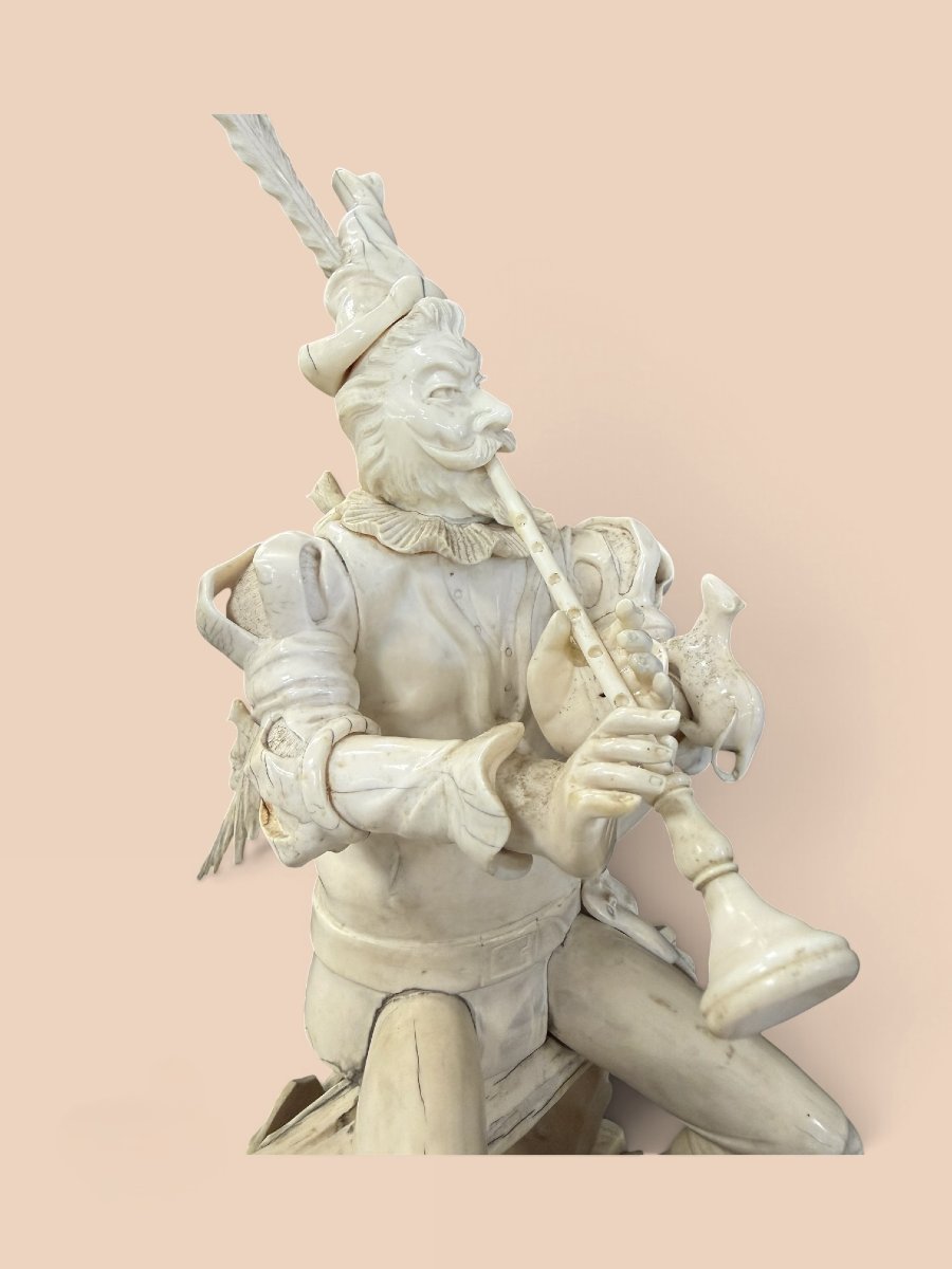 German Ivory Sculpture Depicting A Piper, 19th Century-photo-2