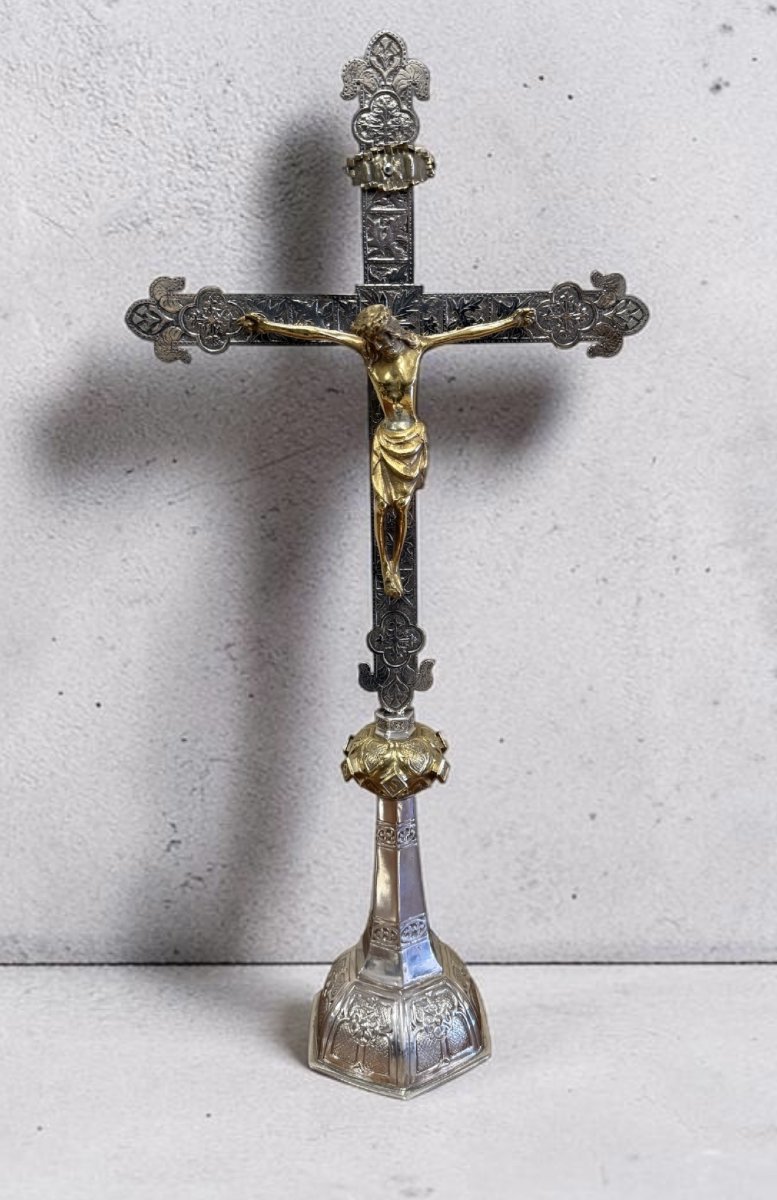 Important Altar Cross Made Of Silver And Gilded Silver – Southern Germany, Probably Aug