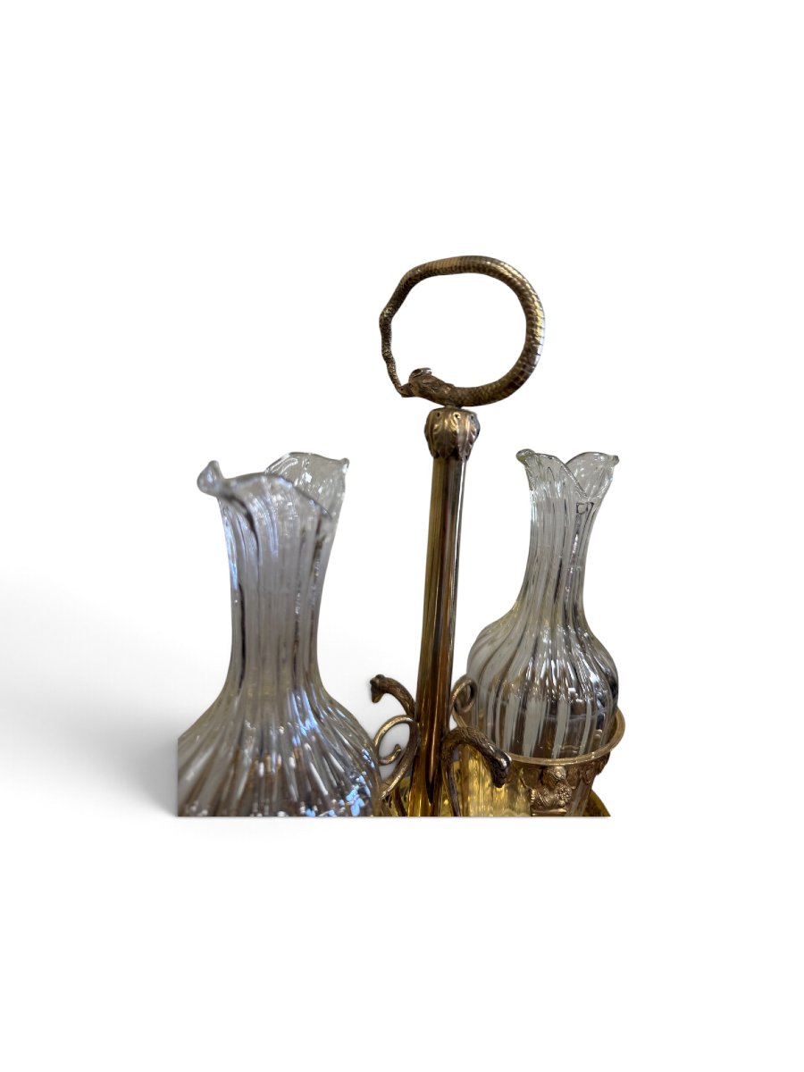 Huilier-vinaigrier néoclassique en vermeil et cristal – France, XIXe siècle-photo-3