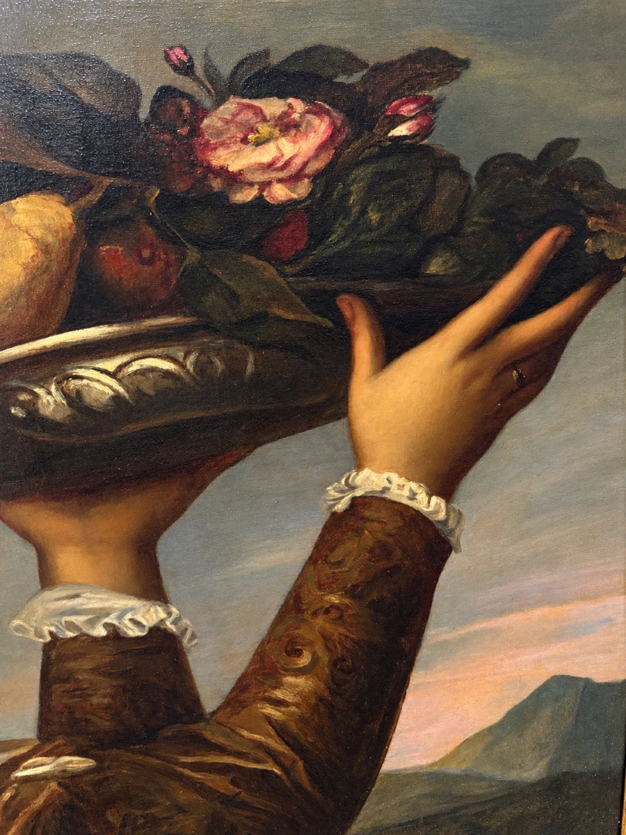 By Tiziano Vecellio (1488/1490–1576) – Girl With A Tray Of Fruit – Oil On Canvas, 19th Century-photo-4