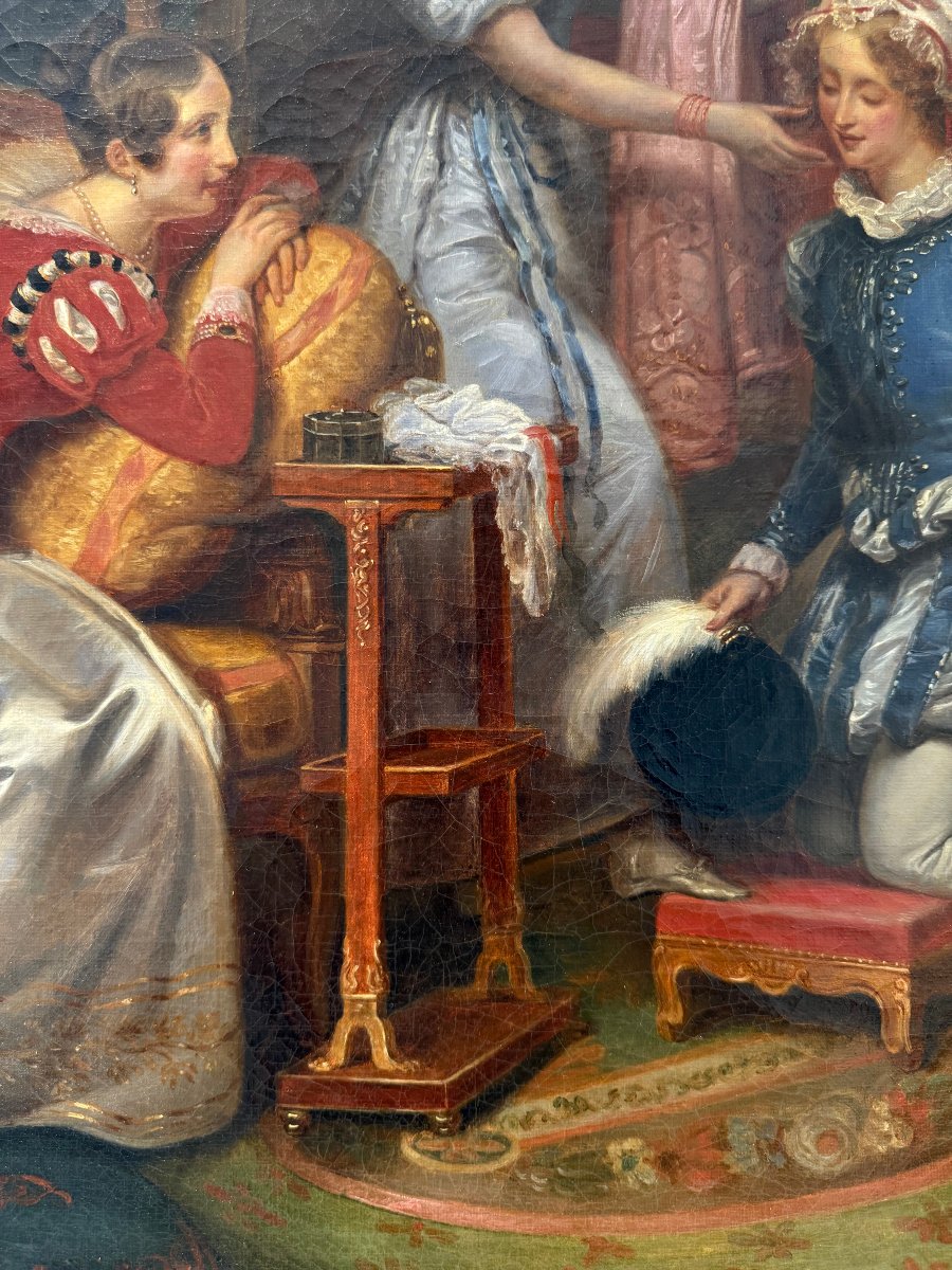Scène galante dans un intérieur aristocratique – École française, vers 1840–1860-photo-4