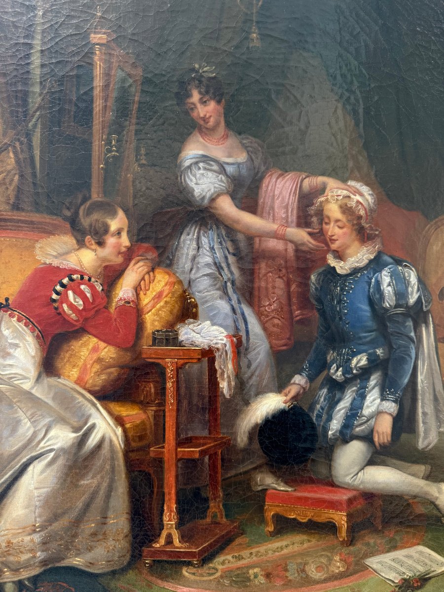 Scène galante dans un intérieur aristocratique – École française, vers 1840–1860-photo-2