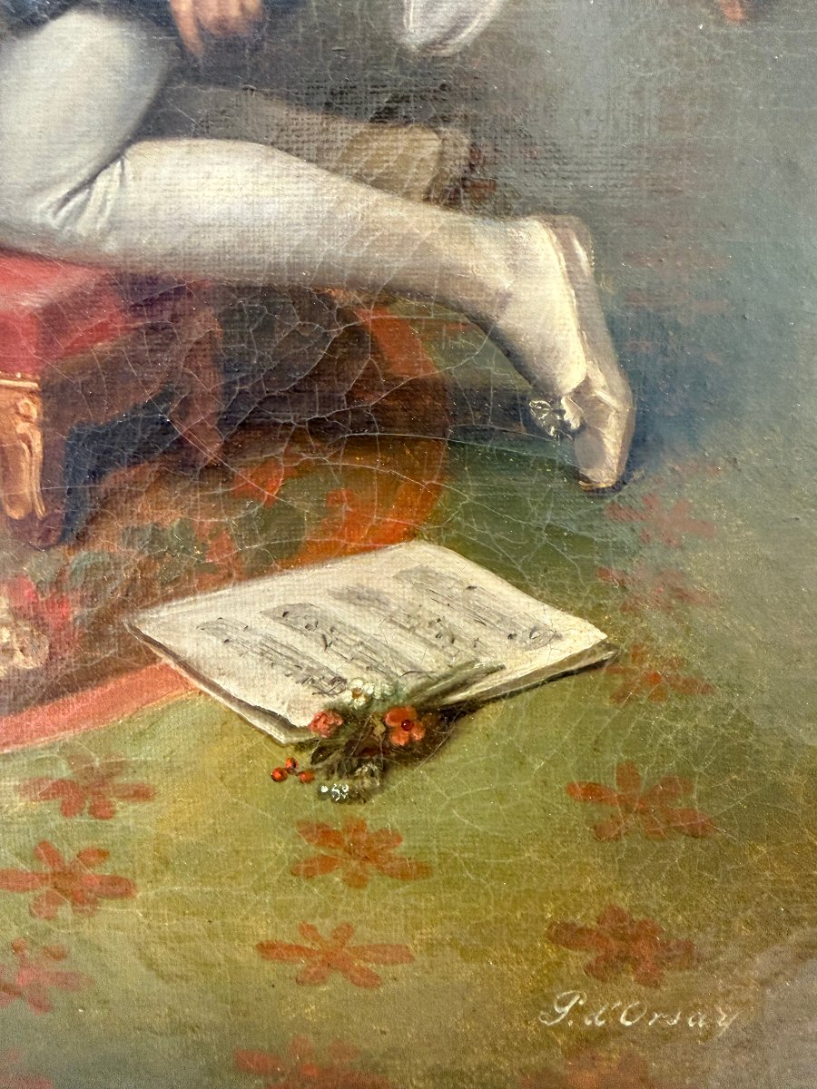 Scène galante dans un intérieur aristocratique – École française, vers 1840–1860-photo-5