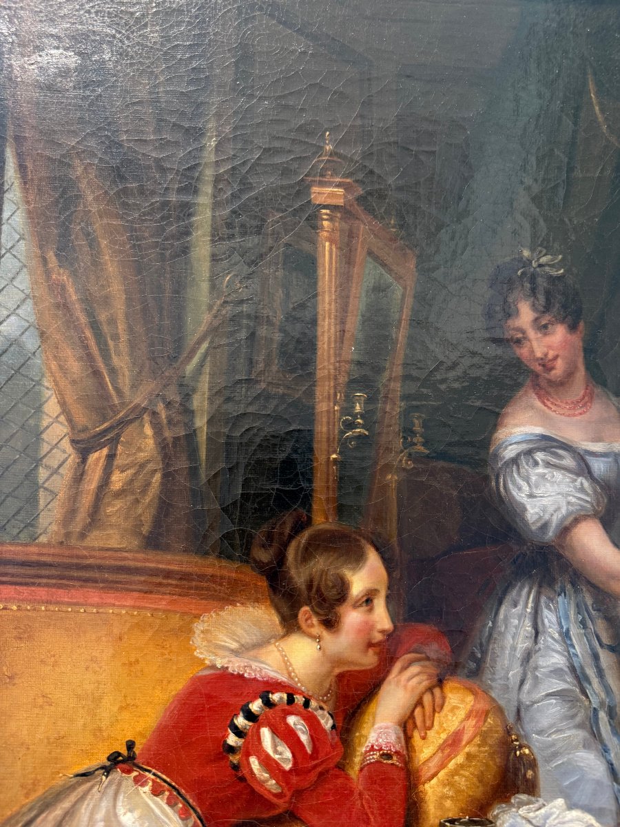 Scène galante dans un intérieur aristocratique – École française, vers 1840–1860-photo-6