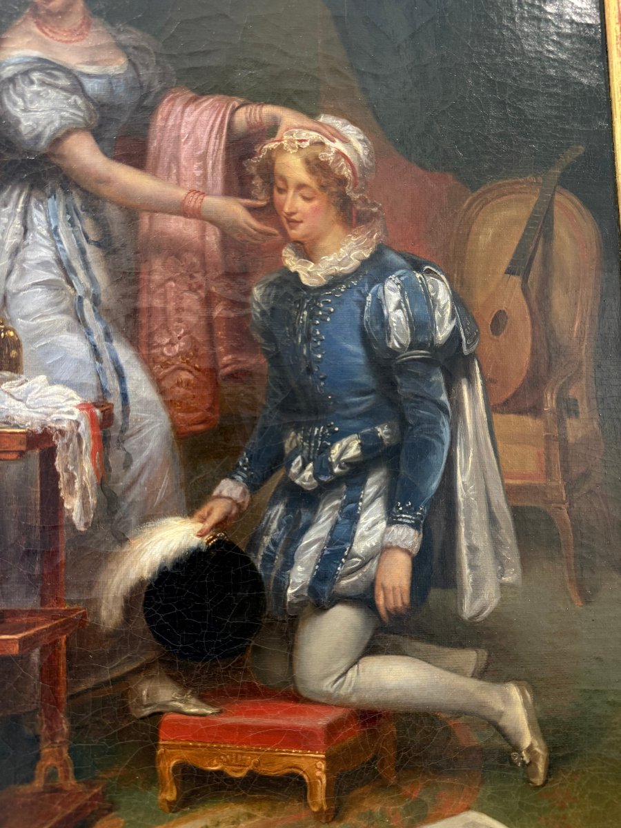 Scène galante dans un intérieur aristocratique – École française, vers 1840–1860-photo-7