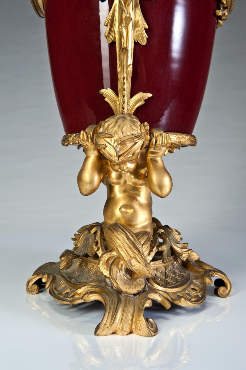 Clock Porcelain Ox-bone XIXth Century France H: 90cm-photo-3