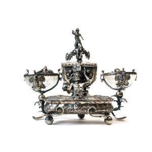 Encrier en argent et cristal de roche