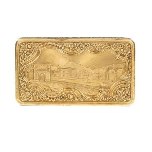 Rectangular Gold Snuff Box, Engraved And Guilloché  Portugal, 19th Century