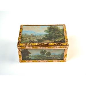 Tabatière en or avec miniatures paysagères  Allemagne, Berlin, vers 1840