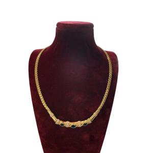 18k Gold Necklace With Sapphires And Diamonds, 1980s