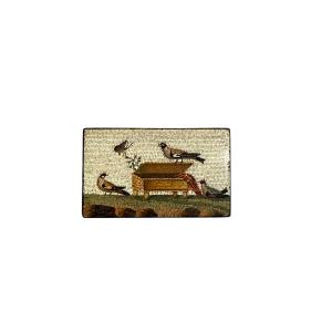 Micromosaic Plaque With Birds Around A Feeding Trough