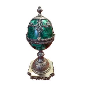 Œuf en malachite et argent avec sceau napoléonien