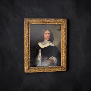 Important Portrait Of A Gentleman With A Noble Coat Of Arms