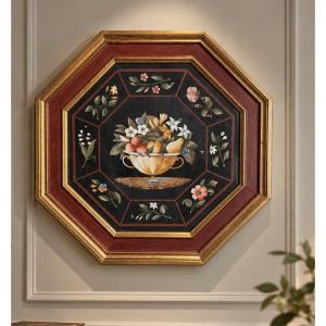 Panneau octogonal florentin en marqueterie de pierres dures