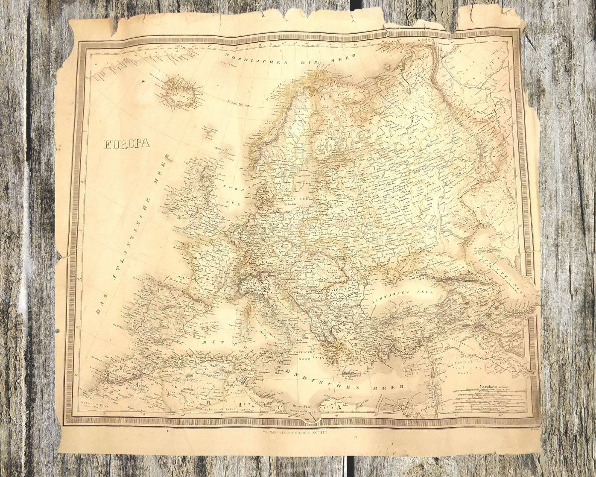 Carte Ancienne Europe Weimar Geographische Institut 1857  