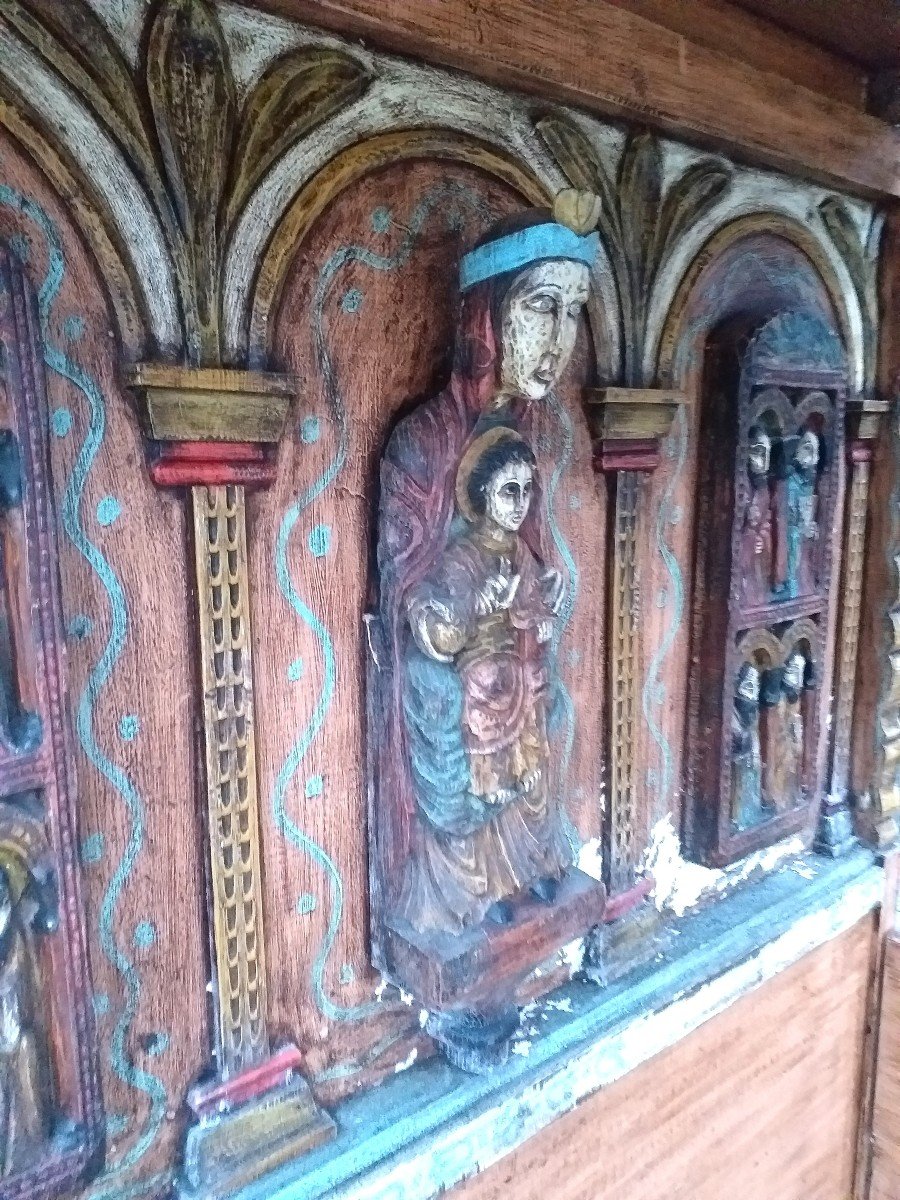Canopy Bed With Christian Characters In Polychrome 1930 -photo-1