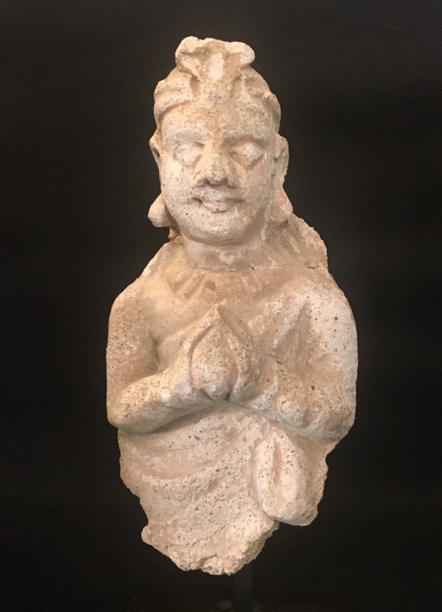 Bust Of Orant Or Adoring (stucco Fragment). Greco-buddhist Art Of Gandhara. Asia Statue