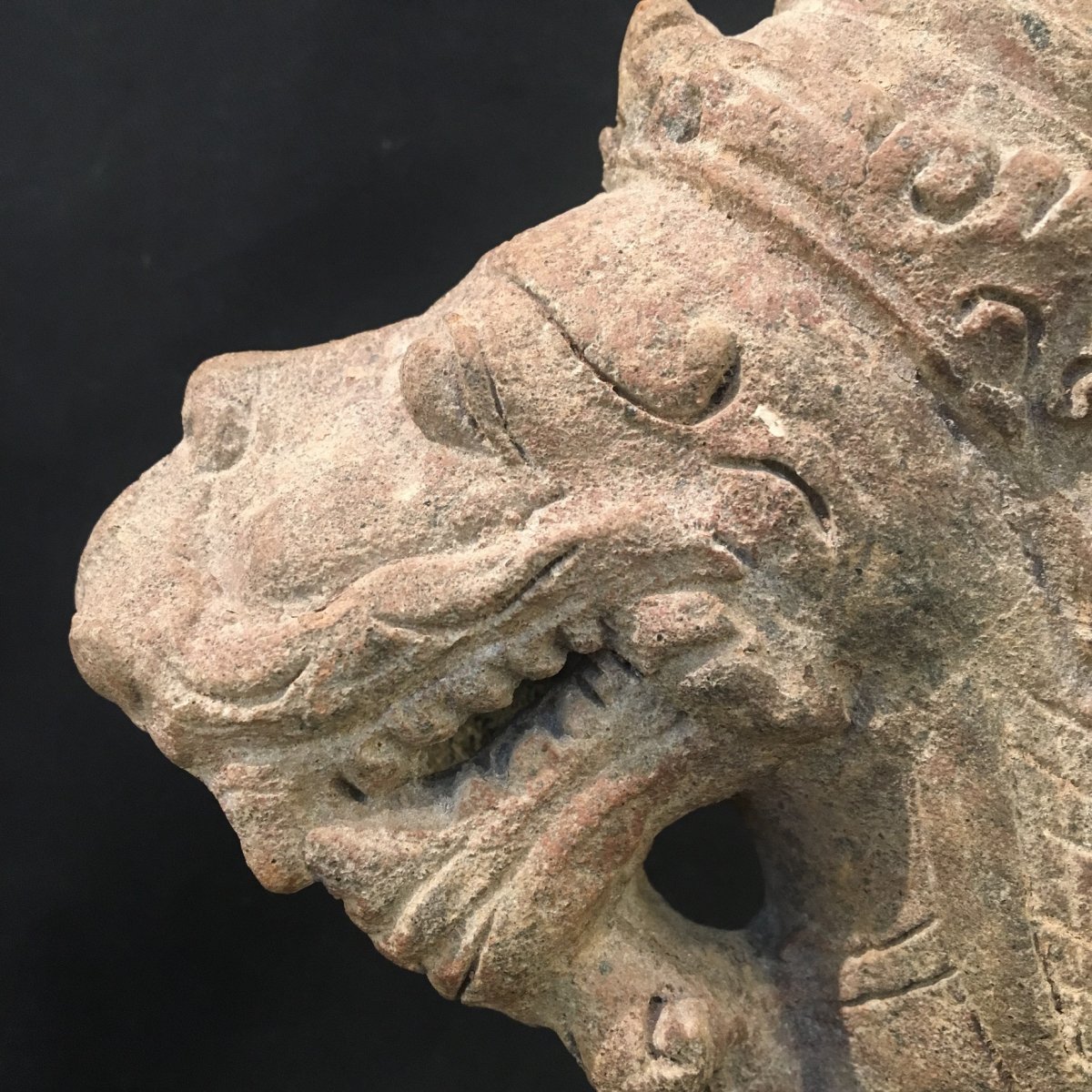 Naga Serpent Head In Terracotta, Majapahit Period, Circa XIV - XV Th Javanese Indonesia. Asia-photo-2