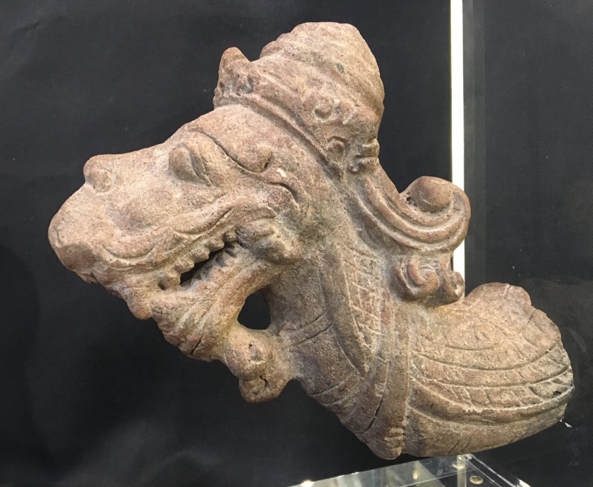 Naga Serpent Head In Terracotta, Majapahit Period, Circa XIV - XV Th Javanese Indonesia. Asia-photo-4
