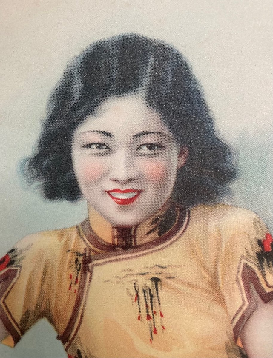 Affiche Originale, Chine. Shanghai Années 30. Lithographie. Jeune Femme. Publicité Cigarettes Ruby Queen. -photo-2