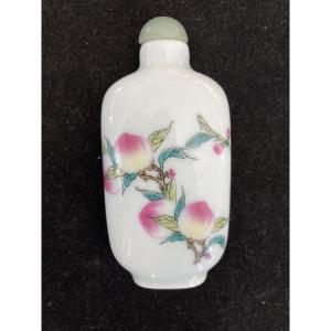 Porcelain Snuff Bottle With Longevity Peach, China Ching Dynasty Nineteenth Century
