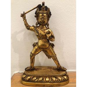 Hayagriva, Bodhisattva In Gilt Bronze, Tibet XVIII - XIX Th Century Himalaya