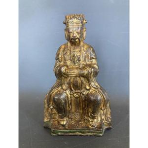 Taoist God Chinese Deity Ming Gilded Bronze
