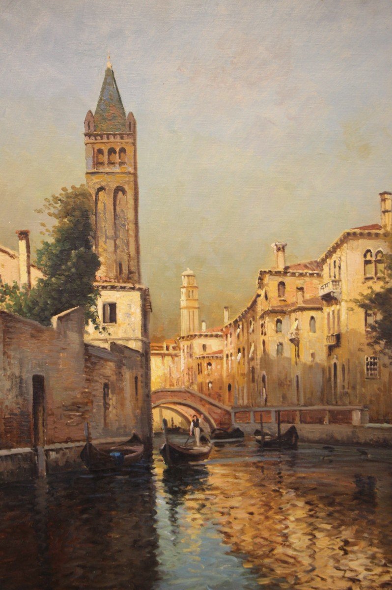 Peintre  Du 19/20 Siècle. Signé P. Alferi   "Motif de Venise"-photo-3