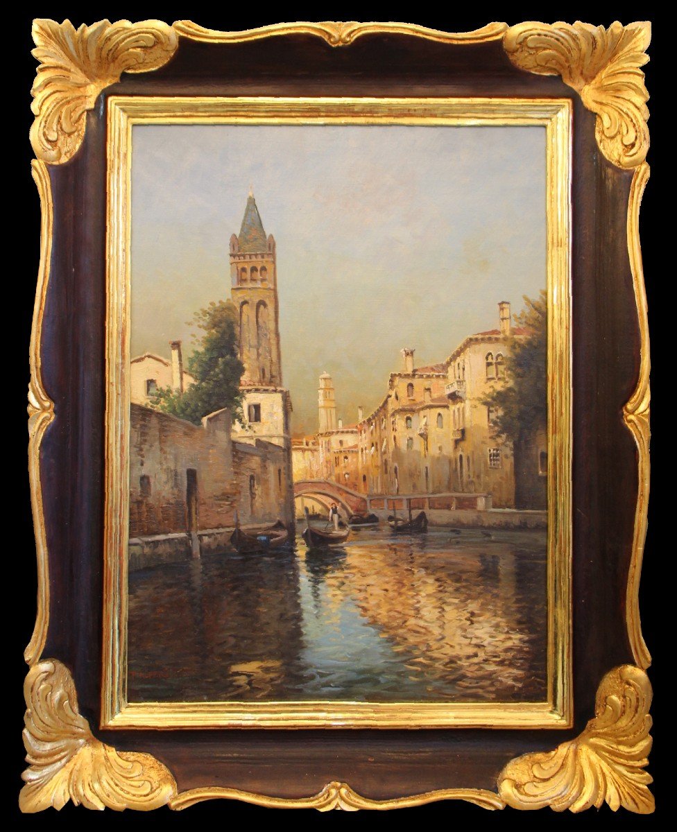 Peintre  Du 19/20 Siècle. Signé P. Alferi   "Motif de Venise"