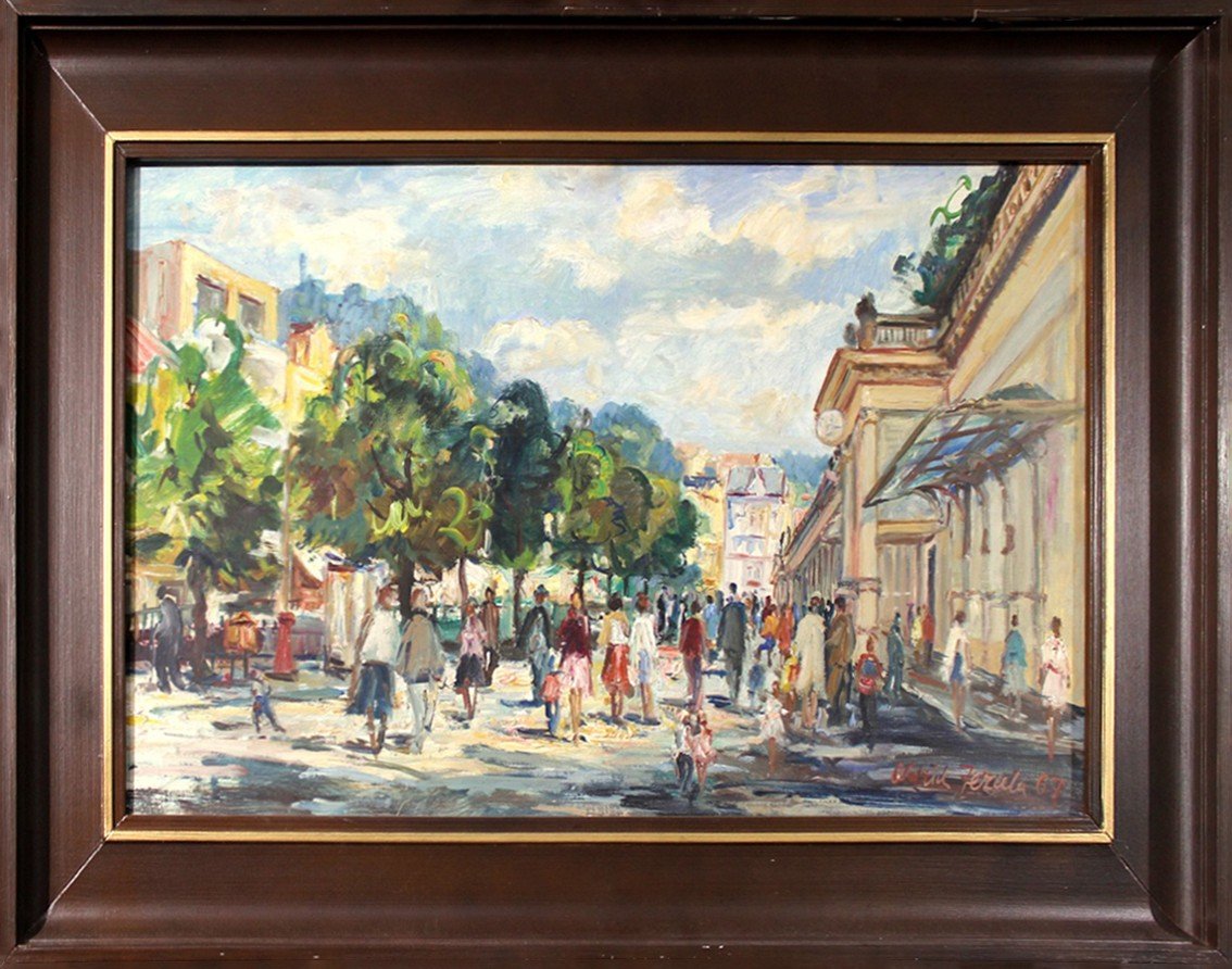Czech Painter Zezula Oldřich (1907-1980) Karlovy Vary Colonnade