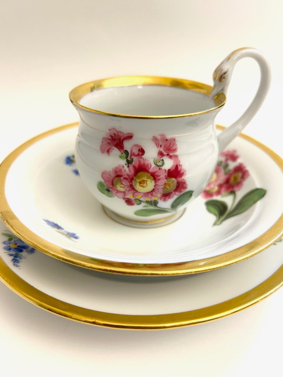 Meissen Porcelain Cup With Saucer And Dessert Plate In Empire Style-photo-2