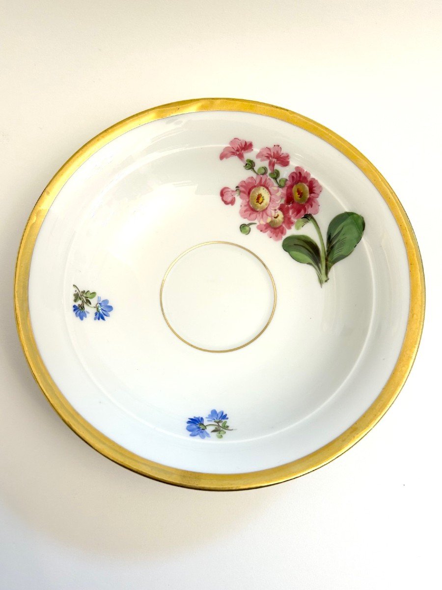 Meissen Porcelain Cup With Saucer And Dessert Plate In Empire Style-photo-1