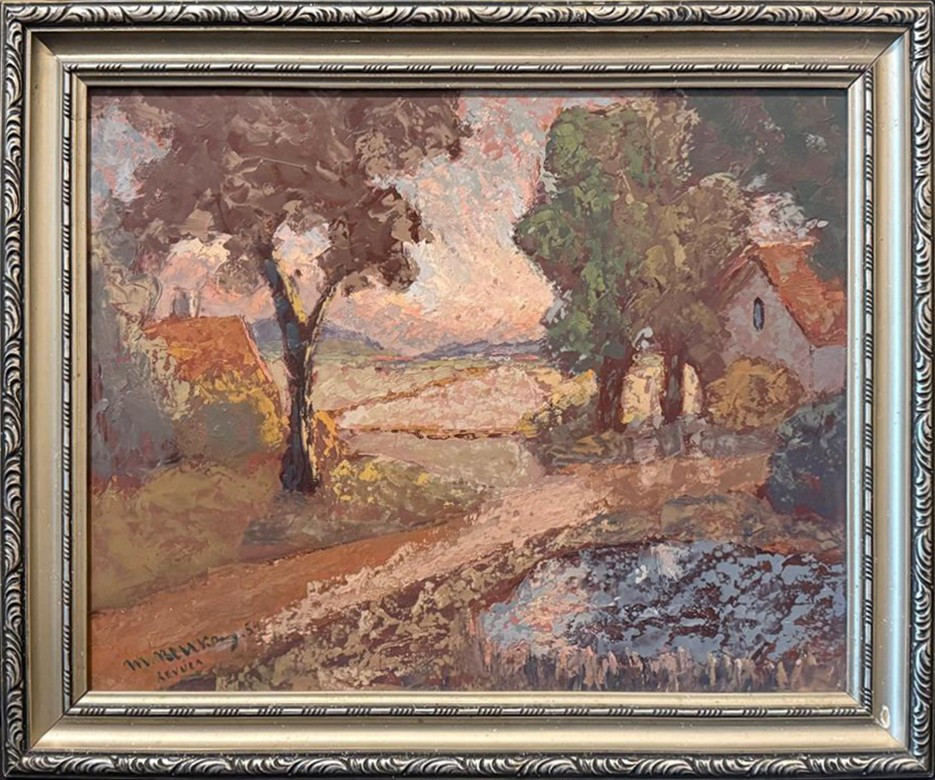 Slovak Painter Martin Benka 1888 Kostolište – 1971 "landscape With Chalets Revúca"