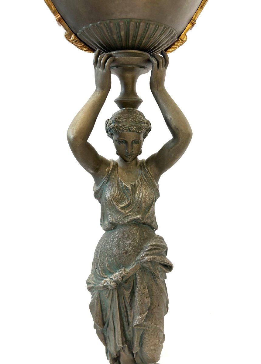 Large Antique Candlestick With A Figure, Featuring A Magnificent Base-photo-4