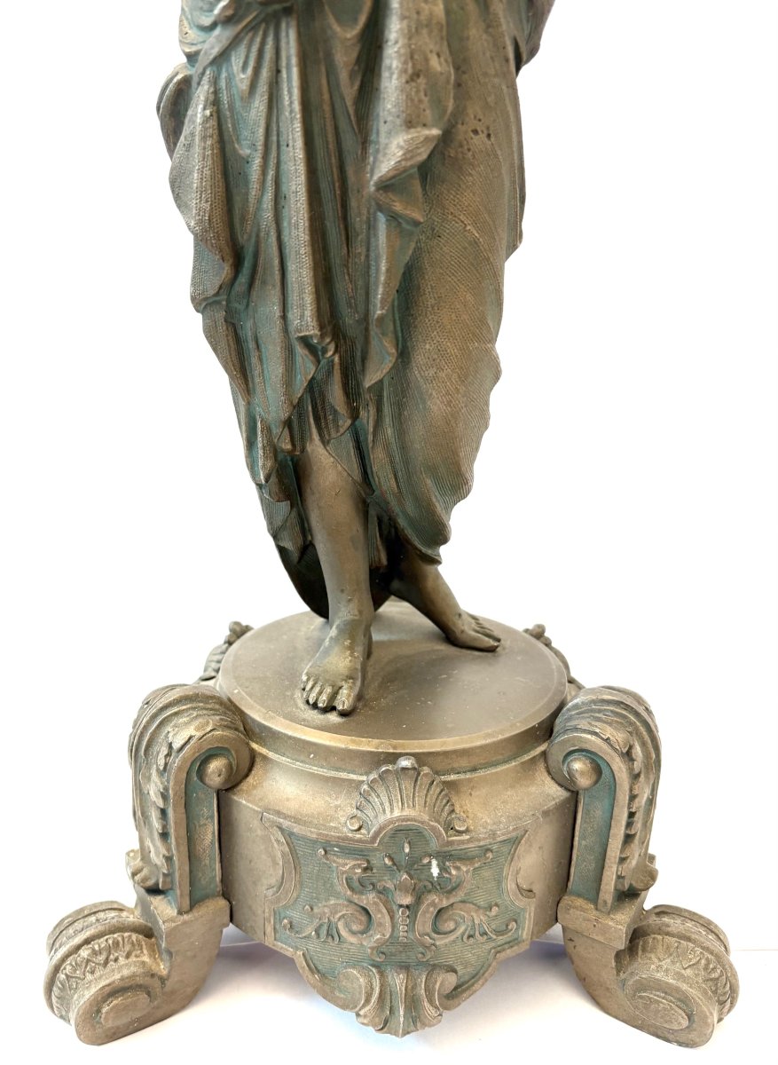 Large Antique Candlestick With A Figure, Featuring A Magnificent Base-photo-2